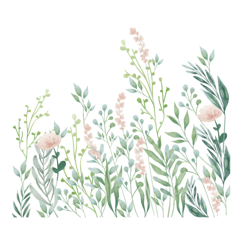 Zāļu motīva WC sienas uzlīme – pašlīmējošs PVC, vannas istabas dekors, mūsdienīgs minimālisma stils