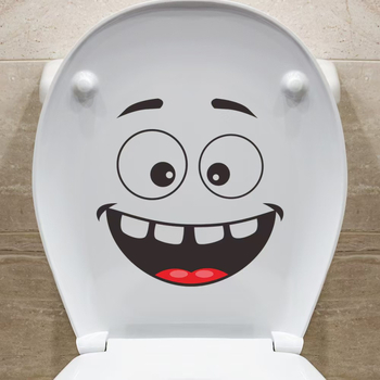 4 gab. pašlīmējošas uzlīmes tualetes vāciņam, ūdensizturīgas, karikatūras izteiksmes, PVC materiāls, vannas istabas dekors