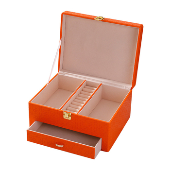 Dvojvrstvová plastová šperkovnica s vysúvacím úložným priestorom na prstene, náušnice a hodinky