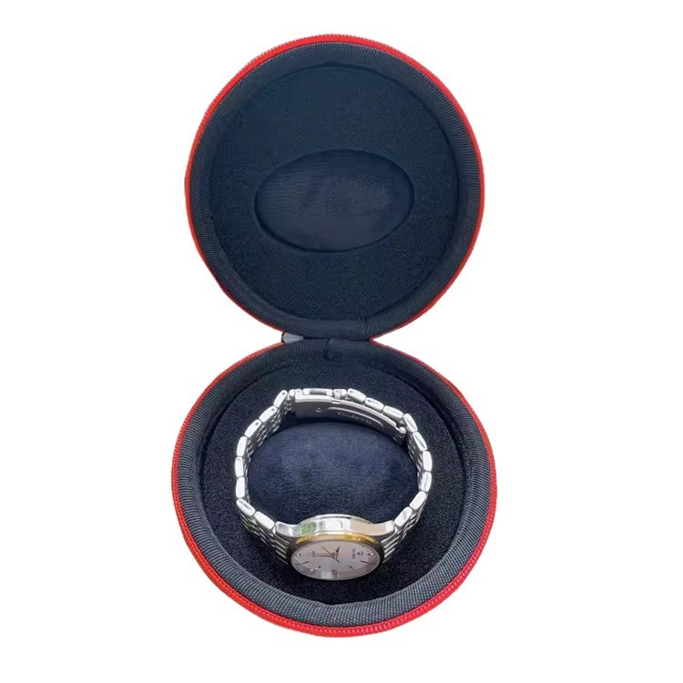 Qiwang EVA Óra Tároló Doboz – Hordozható kör alakú kemény tok, Egyedi gyártású, Modell 686, Varrás + Hőpréselés, Ékszerek csomagolása