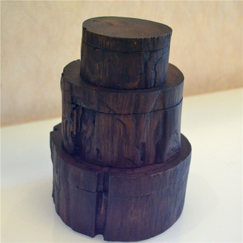 Cutie pentru bijuterii în stil sud-est asiatic, lemn masiv, rotundă