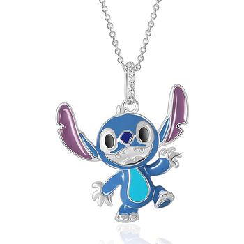 Nyaklánc – Stitch karikatúra medál, gyémántokkal kirakott, cinkötvözetből, O-lánccal