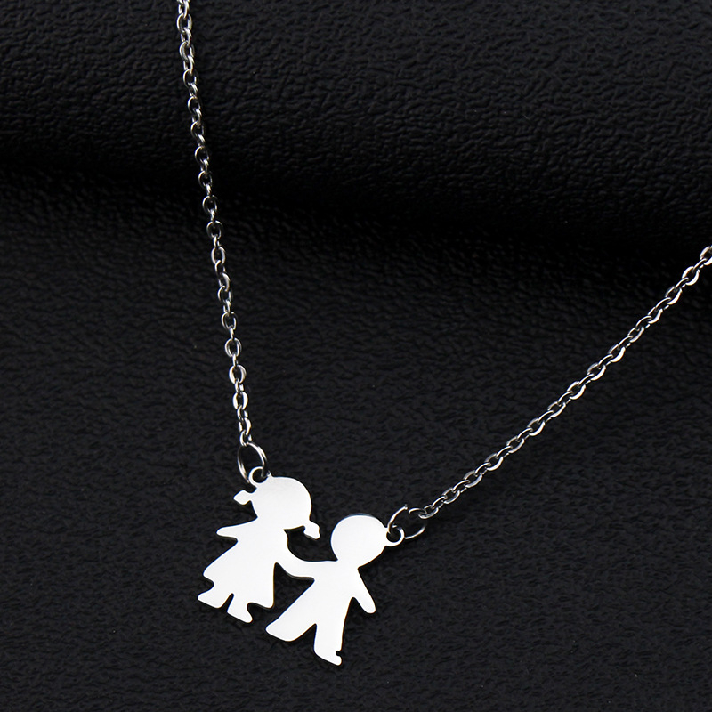 Párok számára geometriás ötvözet medálos nyaklánc, lézeres felülettel, keresztlánccal, hossz 21–50 cm