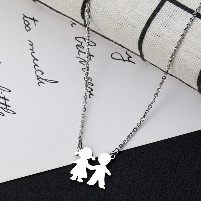 Párok számára geometriás ötvözet medálos nyaklánc, lézeres felülettel, keresztlánccal, hossz 21–50 cm