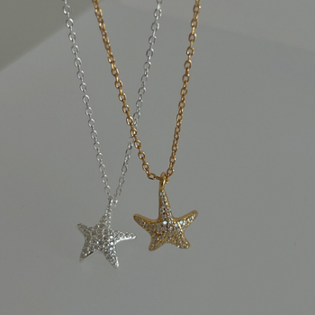 Colier din argint 925, pandantiv stea cu cinci colțuri, lanț în formă de O, stratificat, greutate 1,6 g