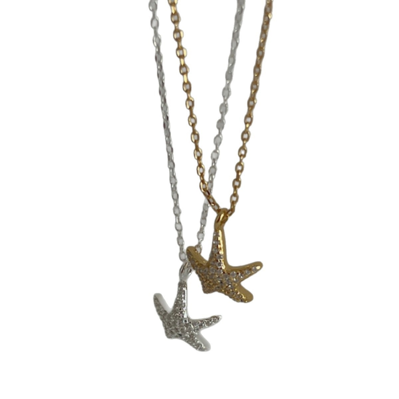 Colier din argint 925, pandantiv stea cu cinci colțuri, lanț în formă de O, stratificat, greutate 1,6 g