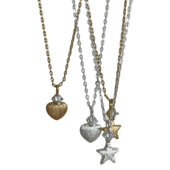 Colier cu pandantiv stea și inimă din argint 925, lanț O, 41–50 cm, 1,4 g, pentru femei