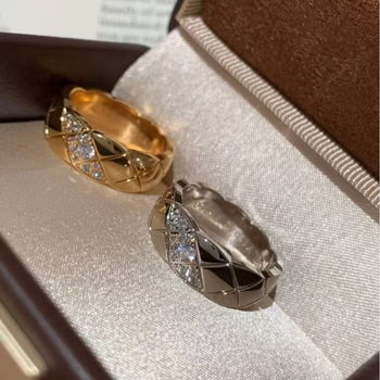 Inel din argint 925 cu model romb, placat cu aur, lux ușor, pentru femei