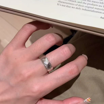 Inel din argint 925 cu model romb, placat cu aur, lux ușor, pentru femei