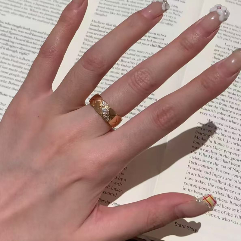 Inel din argint 925 cu model romb, placat cu aur, lux ușor, pentru femei