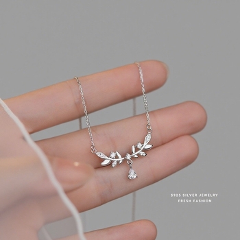 Colier din argint 925, design geometric, prelucrare cu diamant, lanț de tip O, stil prințesă