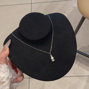 Colier Pixiu din argint S925 cu pandant geometric, lanț O, bijuterie casual pentru femei, 2,2 g, primăvara 2025