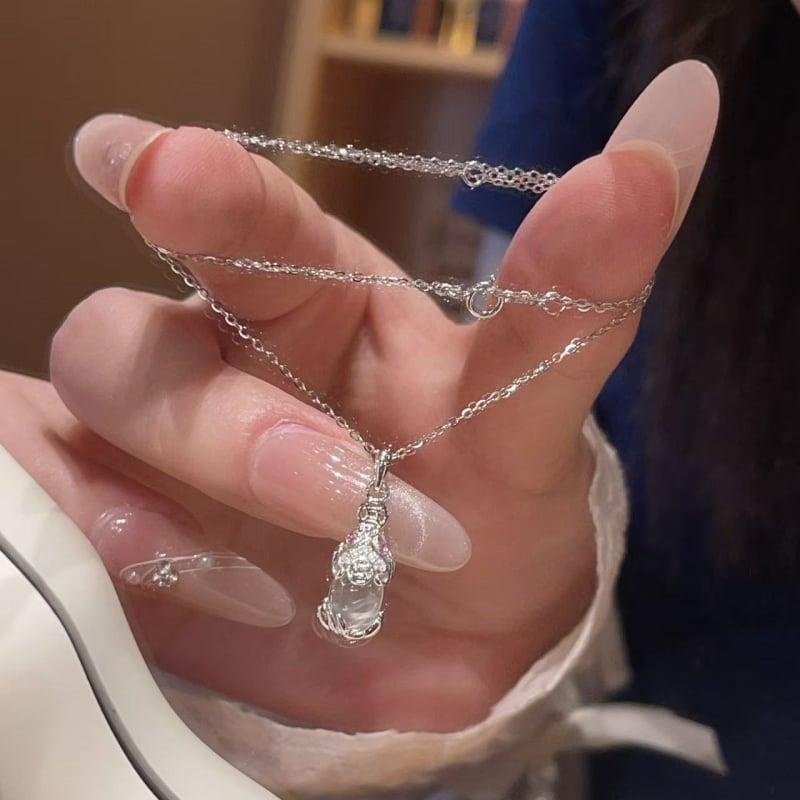 Colier Pixiu din argint S925 cu pandant geometric, lanț O, bijuterie casual pentru femei, 2,2 g, primăvara 2025