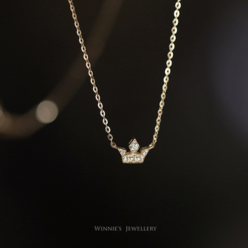 Koronás medálos nyaklánc – ezüst, 14K aranyozott bevonat, O-lánc, nőknek