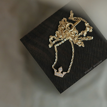 Koronás medálos nyaklánc – ezüst, 14K aranyozott bevonat, O-lánc, nőknek