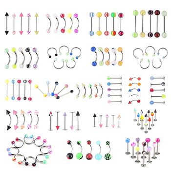 Rankų darbo akrilinių nagų rinkinys liežuviui, antakiams, lūpoms ir nabai – geometriškas unisex (110 vnt.)