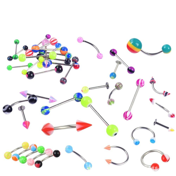 Rankų darbo akrilinių nagų rinkinys liežuviui, antakiams, lūpoms ir nabai – geometriškas unisex (110 vnt.)