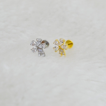 Lūpų nagai iš titano G23 su cirkonio įsiuvine geometrinio gėlių dizaino