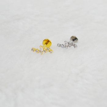 Lūpų nagai iš titano G23 su cirkonio įsiuvine geometrinio gėlių dizaino