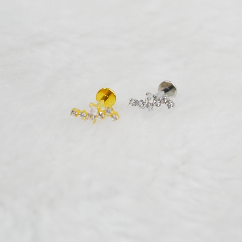 Lūpų nagai iš titano G23 su cirkonio įsiuvine geometrinio gėlių dizaino