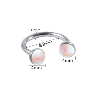 Titano lydinio piercingas F136, G23, universalus, U formos, poliruotas paviršius, Aurora gradientinis dizainas