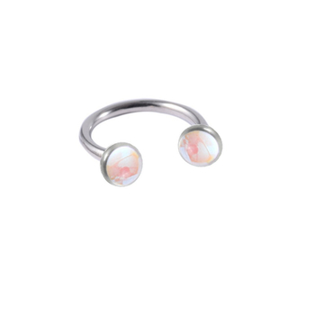 Titano lydinio piercingas F136, G23, universalus, U formos, poliruotas paviršius, Aurora gradientinis dizainas