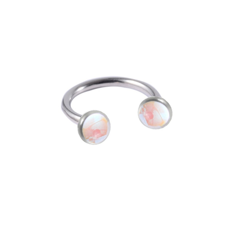 Titano lydinio piercingas F136, G23, universalus, U formos, poliruotas paviršius, Aurora gradientinis dizainas