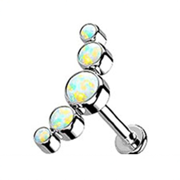 G23 titano lūpų kabliukai su 5 eilėmis opalo kristalų, išlenktas kremzlės auskaras, įmontuoti deimantais