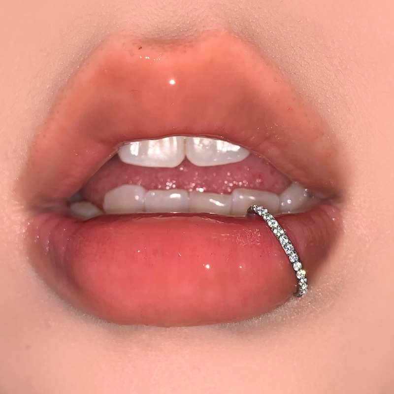D formos deimantinis lūpų žiedas iš titano plieno, be siūlių, poliruotas, unisex piercing aksesuaras