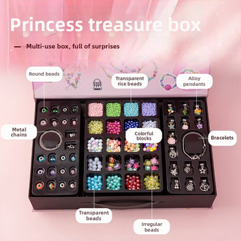 Vaikams skirtas DIY karoliukų papuošalų rinkinys – edukacinis rankų darbo komplektas vėrinių ir apyrankių gamybai, Žiema 2024