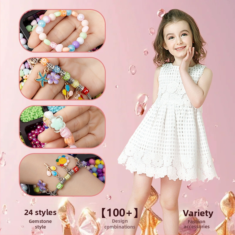 Vaikams skirtas DIY karoliukų papuošalų rinkinys – edukacinis rankų darbo komplektas vėrinių ir apyrankių gamybai, Žiema 2024