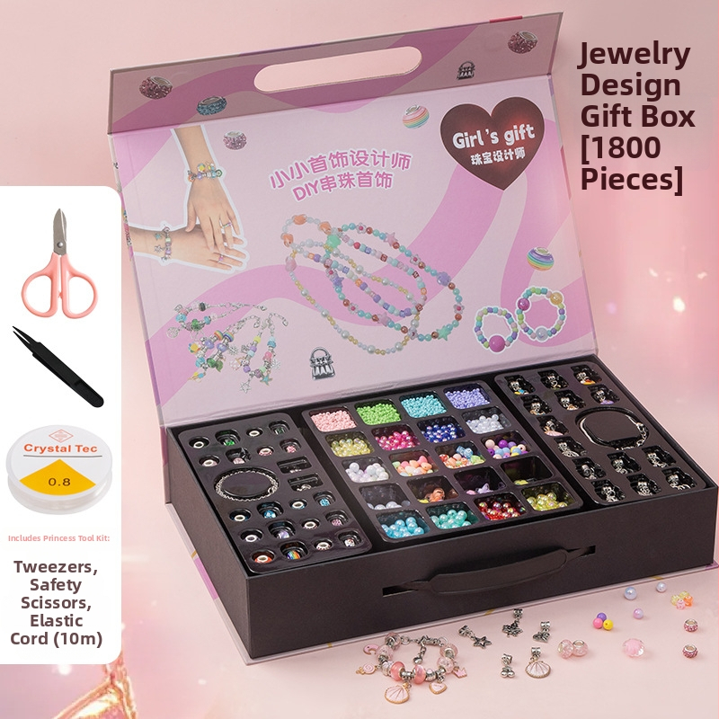 Vaikams skirtas DIY karoliukų papuošalų rinkinys – edukacinis rankų darbo komplektas vėrinių ir apyrankių gamybai, Žiema 2024