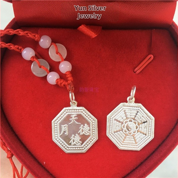 Náhrdelník s Bagua geometrickým príveskom v tvare tekvice, unisex, strieborný povrch, elektroplating, etnický štýl (Pôvod: Jinhua; Jar 2023)