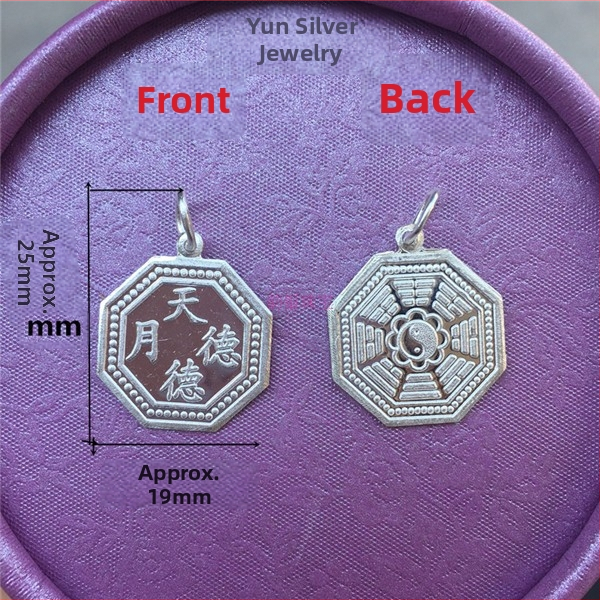 Náhrdelník s Bagua geometrickým príveskom v tvare tekvice, unisex, strieborný povrch, elektroplating, etnický štýl (Pôvod: Jinhua; Jar 2023)