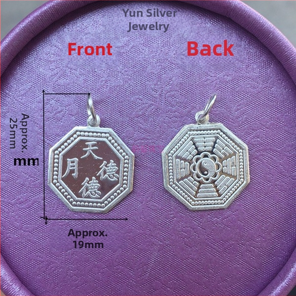 Náhrdelník s Bagua geometrickým príveskom v tvare tekvice, unisex, strieborný povrch, elektroplating, etnický štýl (Pôvod: Jinhua; Jar 2023)