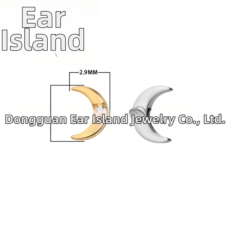 Σκουλαρίκια από κράμα τιτανίου – μικρό φεγγαράκι piercing, ζιρκόν κρύσταλλα, unisex vintage στυλ, καθαρότητα F136