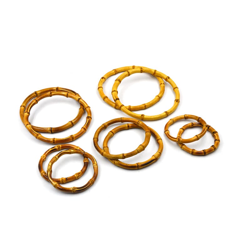 DIY бамбукова чанта с дървена дръжка, модел на ивици, Senhong