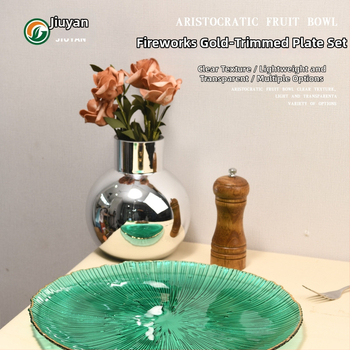 Stiklo vaisių lėkštė Europos stiliumi, apvali, karščiui atspari paviršius, mikrobangų krosnelė tinkama, logotipas spausdintas