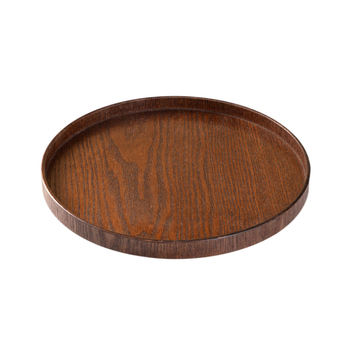 Medinė apvali lėkštė, japonų stilius, vientisas raštas, su logotipo įspaudu