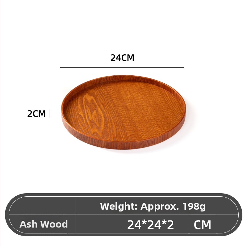 Medinė apvali lėkštė, japonų stilius, vientisas raštas, su logotipo įspaudu