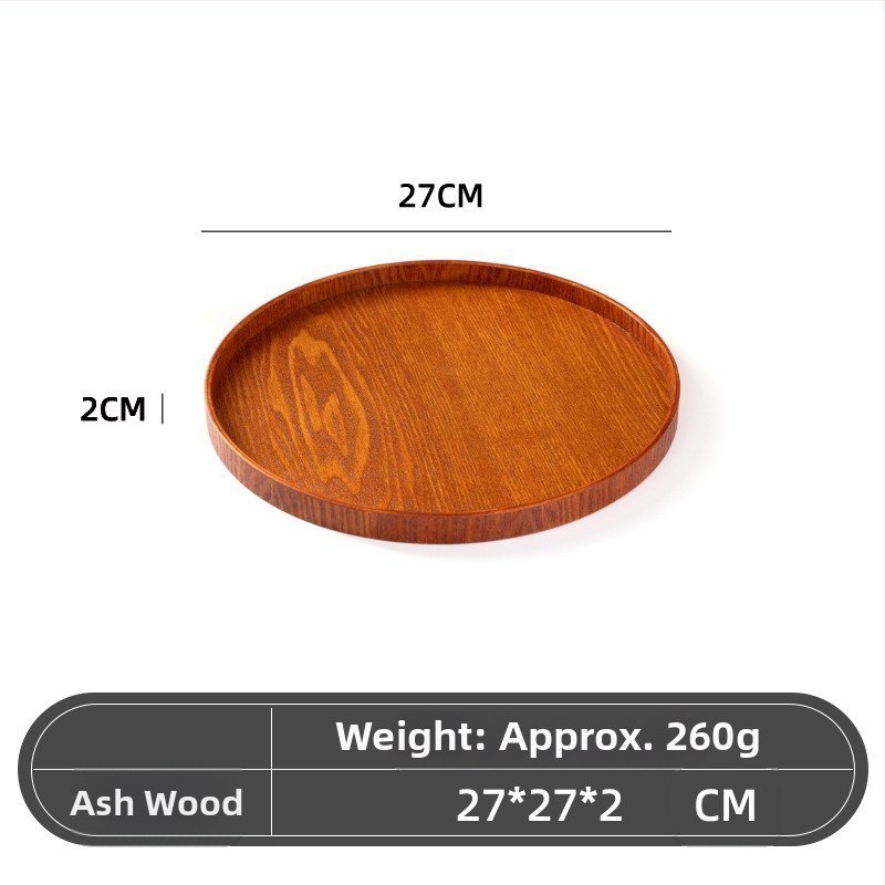 Medinė apvali lėkštė, japonų stilius, vientisas raštas, su logotipo įspaudu