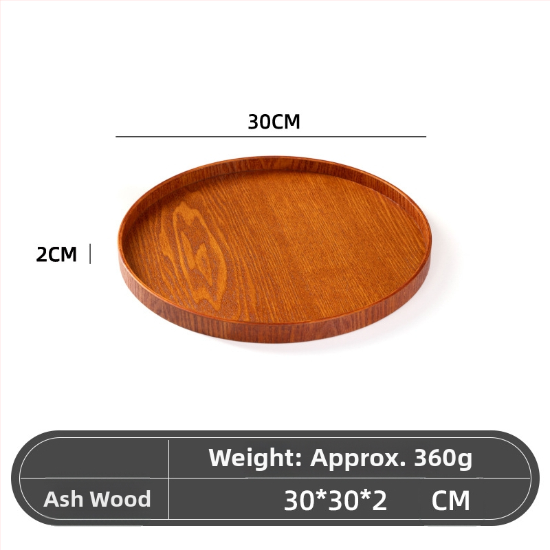 Medinė apvali lėkštė, japonų stilius, vientisas raštas, su logotipo įspaudu