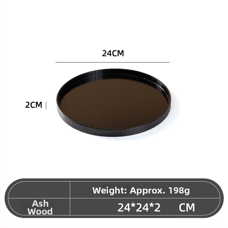 Medinė apvali lėkštė, japonų stilius, vientisas raštas, su logotipo įspaudu