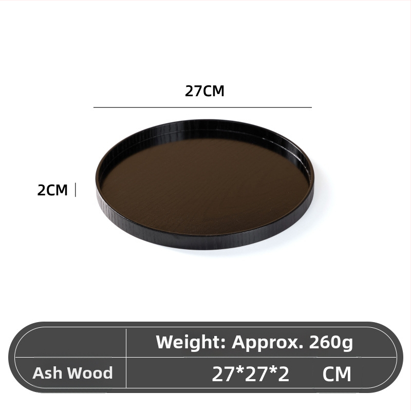 Medinė apvali lėkštė, japonų stilius, vientisas raštas, su logotipo įspaudu