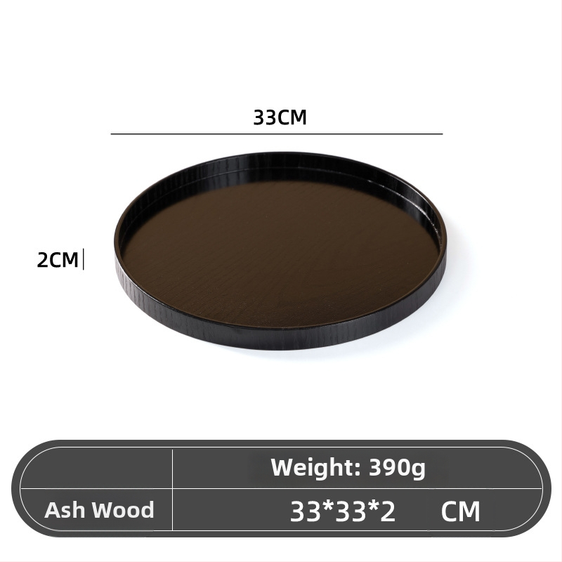 Medinė apvali lėkštė, japonų stilius, vientisas raštas, su logotipo įspaudu