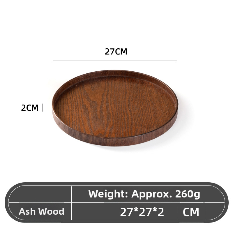 Medinė apvali lėkštė, japonų stilius, vientisas raštas, su logotipo įspaudu