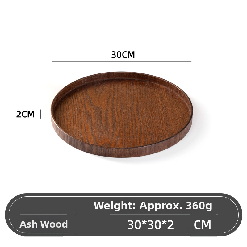 Medinė apvali lėkštė, japonų stilius, vientisas raštas, su logotipo įspaudu