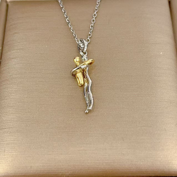 Náhrdelník Objatie Matky a Dieťaťa – Cirkónové kamene, O-článok, Viacvrstvový, Meďový prívesok, Ľahký luxus