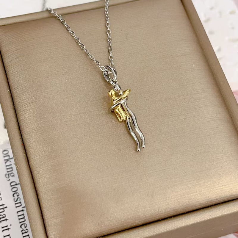 Náhrdelník Objatie Matky a Dieťaťa – Cirkónové kamene, O-článok, Viacvrstvový, Meďový prívesok, Ľahký luxus