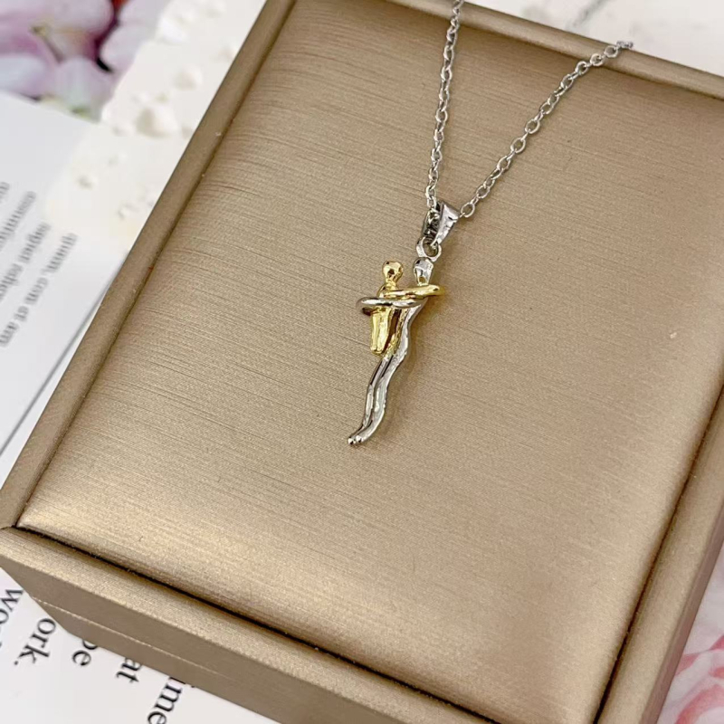 Náhrdelník Objatie Matky a Dieťaťa – Cirkónové kamene, O-článok, Viacvrstvový, Meďový prívesok, Ľahký luxus